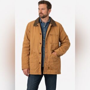 L.L. Bean Vintage Barn Coat Jacket Soft Plaid Lined Tan Canvas Men’s XL Tall